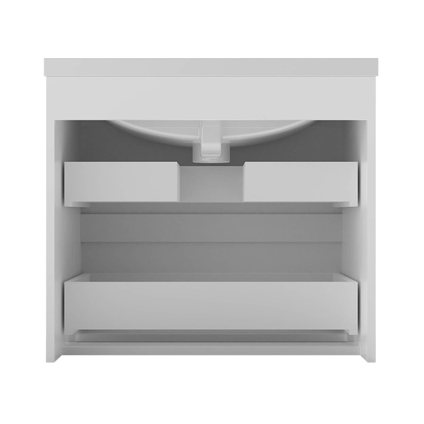 Meuble de salle de bain sous-vasque avec deux tiroirs de rangement et lavabo