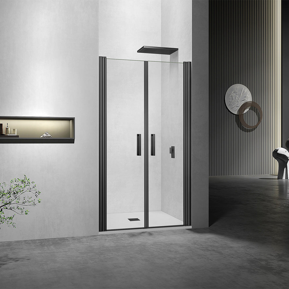 Porte de douche battante verre dépoli ou transparent 6mm de hauteur 187 cm