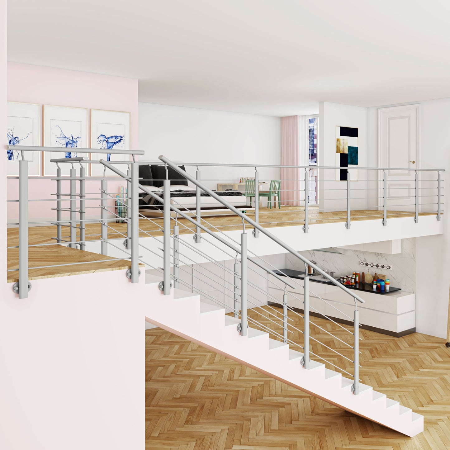 Kit Balustrade garde-corps de 2ml pour balcon ou terrasse prêt à poser fixation latérale