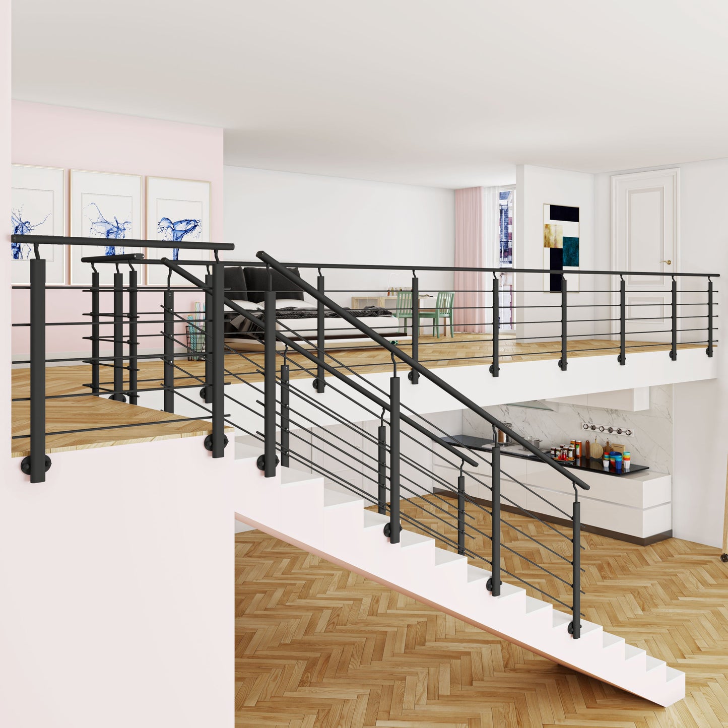Kit Balustrade garde-corps de 2ml pour balcon ou terrasse prêt à poser fixation latérale