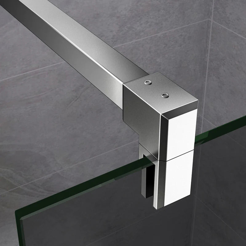 Paroi de douche en verre fumé 8mm trempé avec profilé mural et barre de maintien 140 ou 90cm