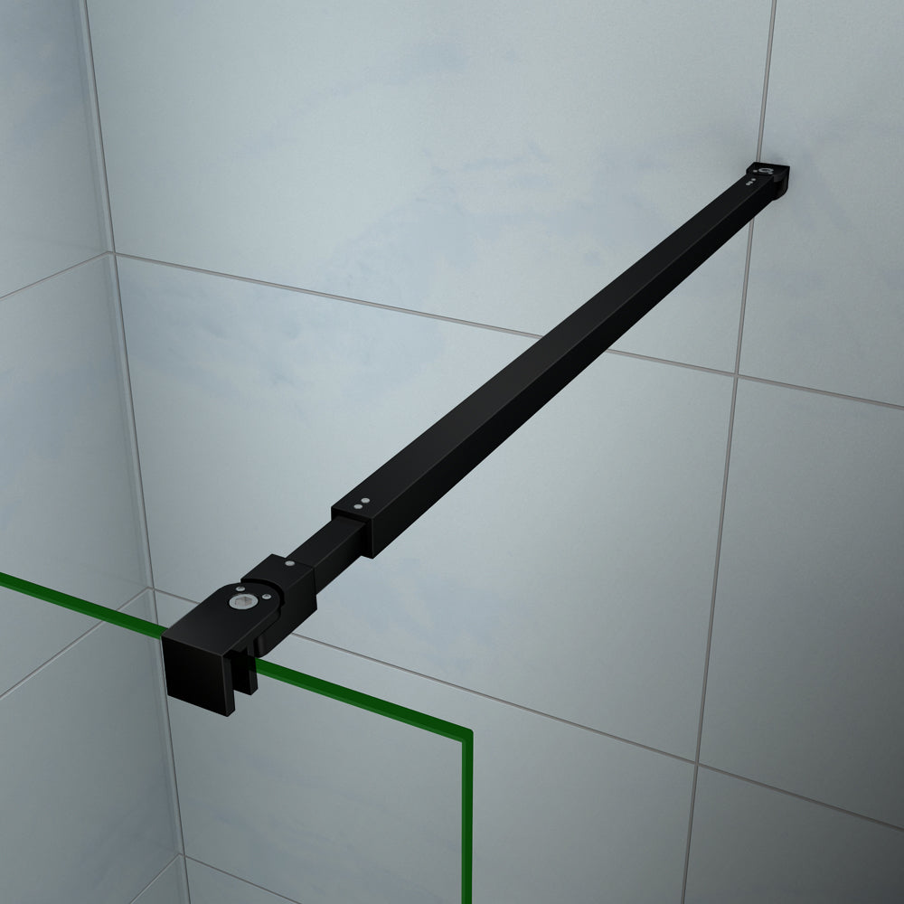Paroi de douche anticalcaire avec barre de fixation extensible en noir mat