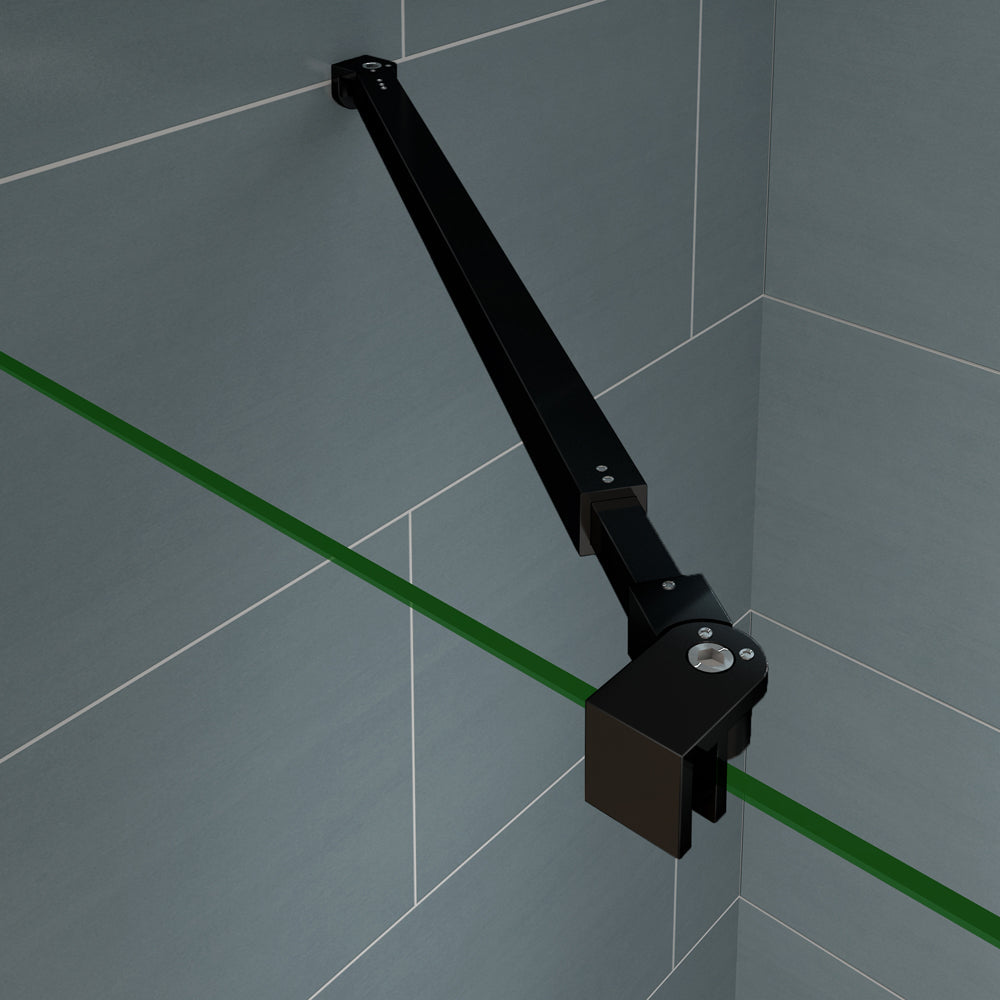 Paroi de douche anticalcaire avec barre de fixation extensible en noir mat