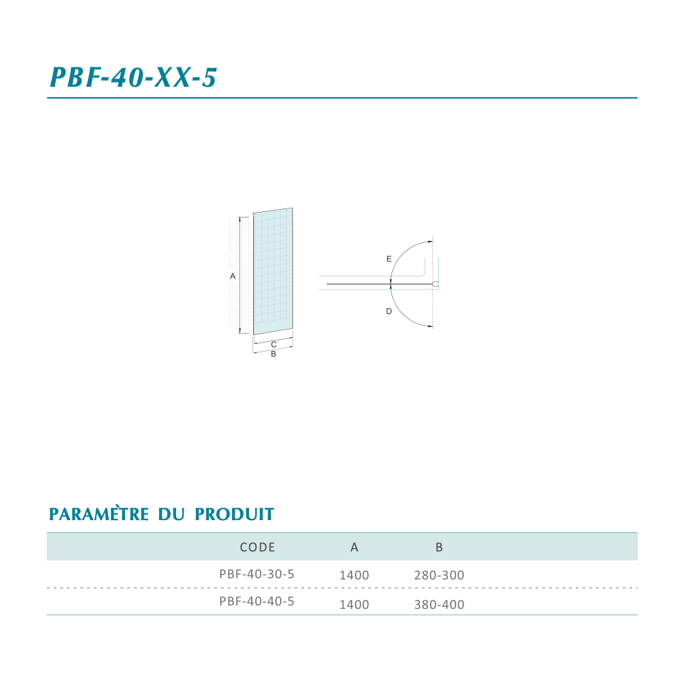 Pare baignoire fixe en vitre trempé 5 mm transparent anticalcaire Hauteur 130 cm