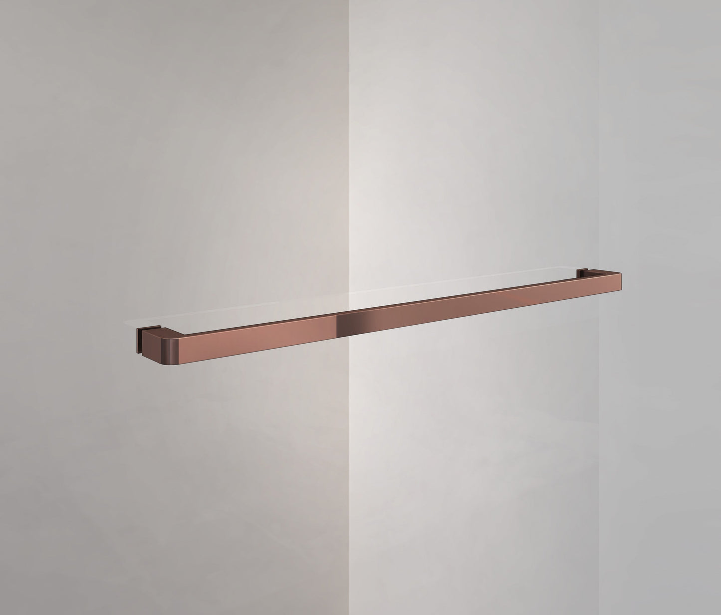 Paroi de douche Or Rose avec porte-serviette, barre de fixation et profilé mural