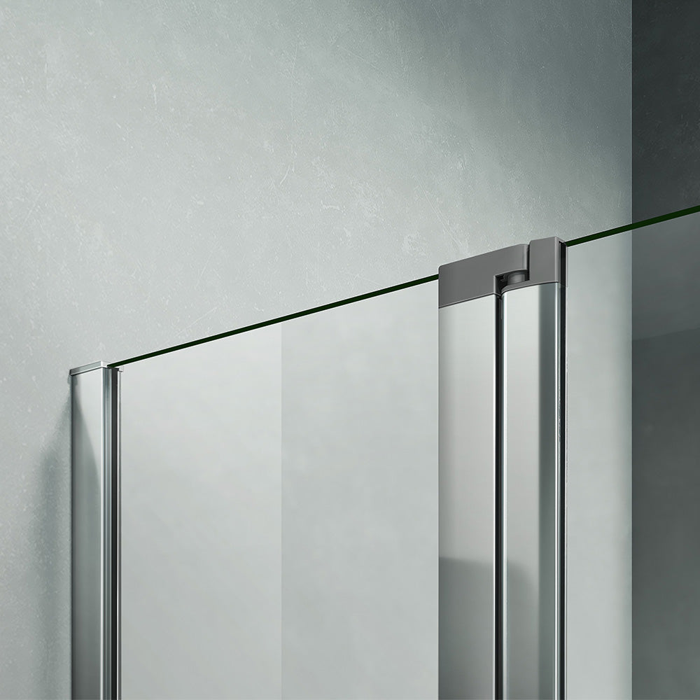 Pare-baignoire securit avec volet pivotant et barre de renfort en verre 5mm