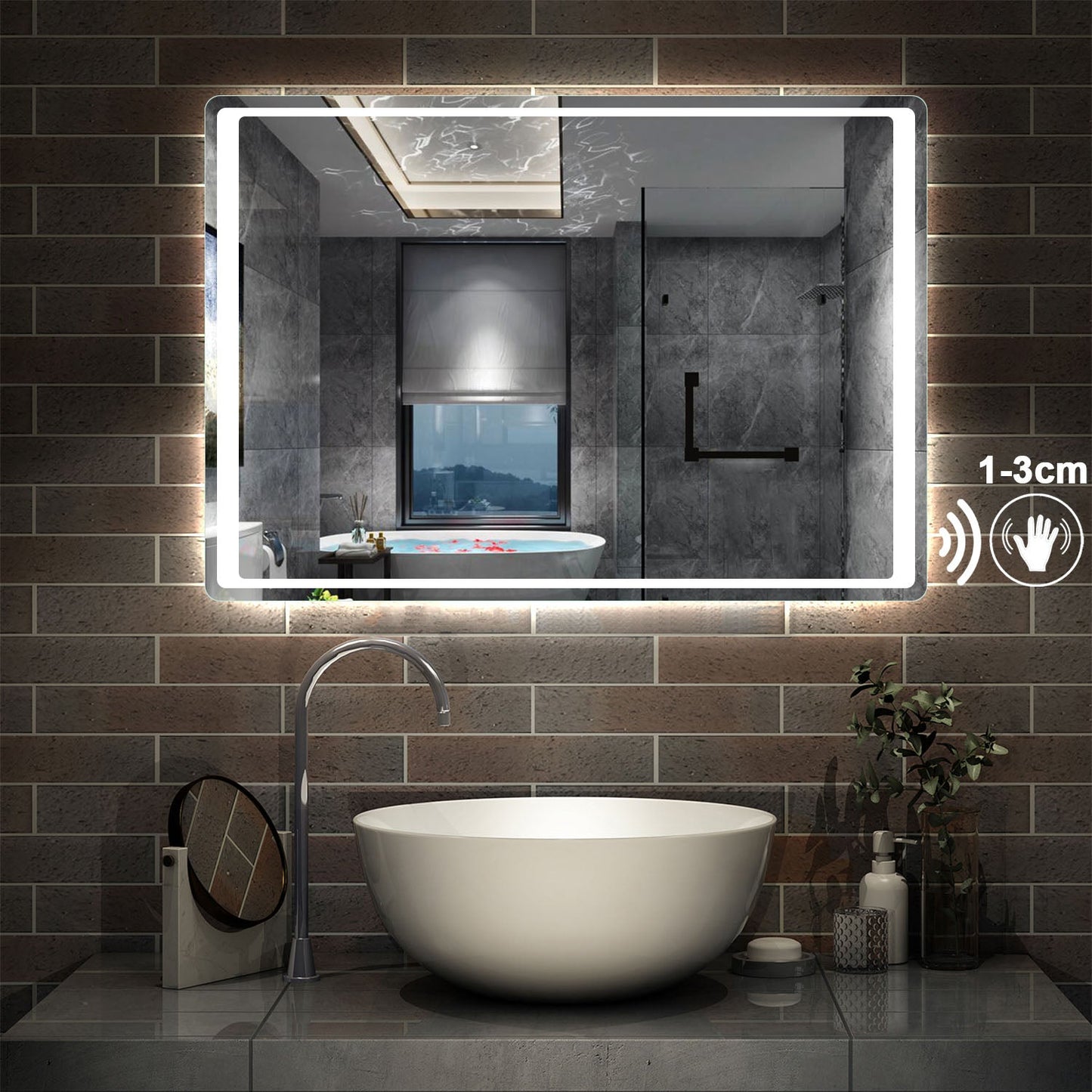 miroir led senseur de mouvement lumière du jour 6000K