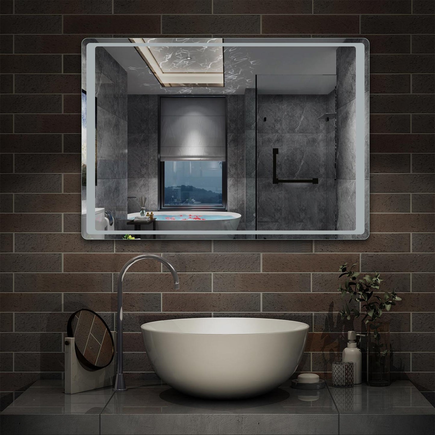Miroir LED avec senseur de mouvement - antibuée - installation réversible