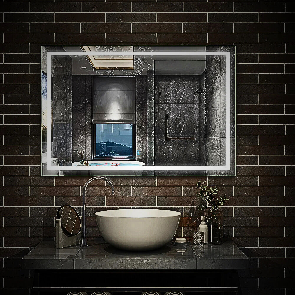Miroir avec éclairage LED pour salle de bain anti-buée interrupteur tactile