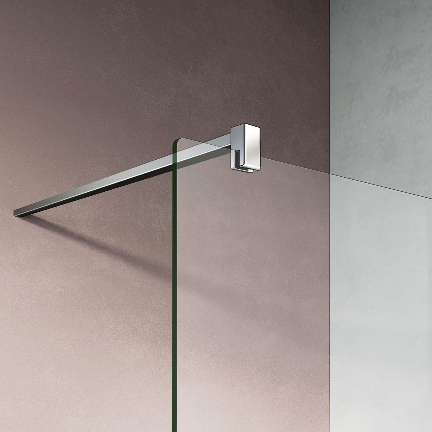 Paroi de douche avec bande sablée centrale et accessoires alu chromé