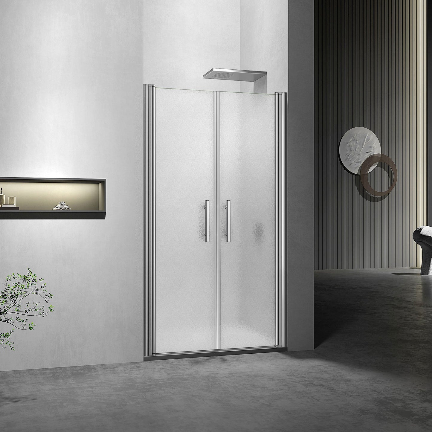 Porte de douche battante verre dépoli ou transparent 6mm de hauteur 187 cm