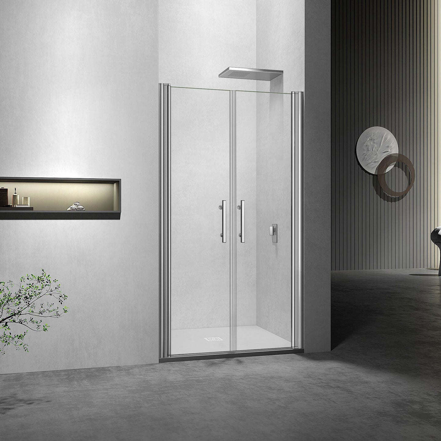 Porte de douche battante verre dépoli ou transparent 6mm de hauteur 187 cm