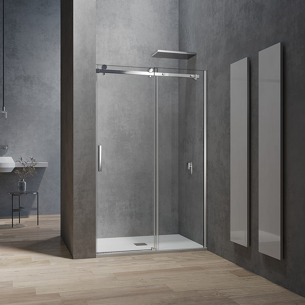 Porte de douche coulissante en verre 8mm transparent ou dépoli hauteur 195cm/200cm