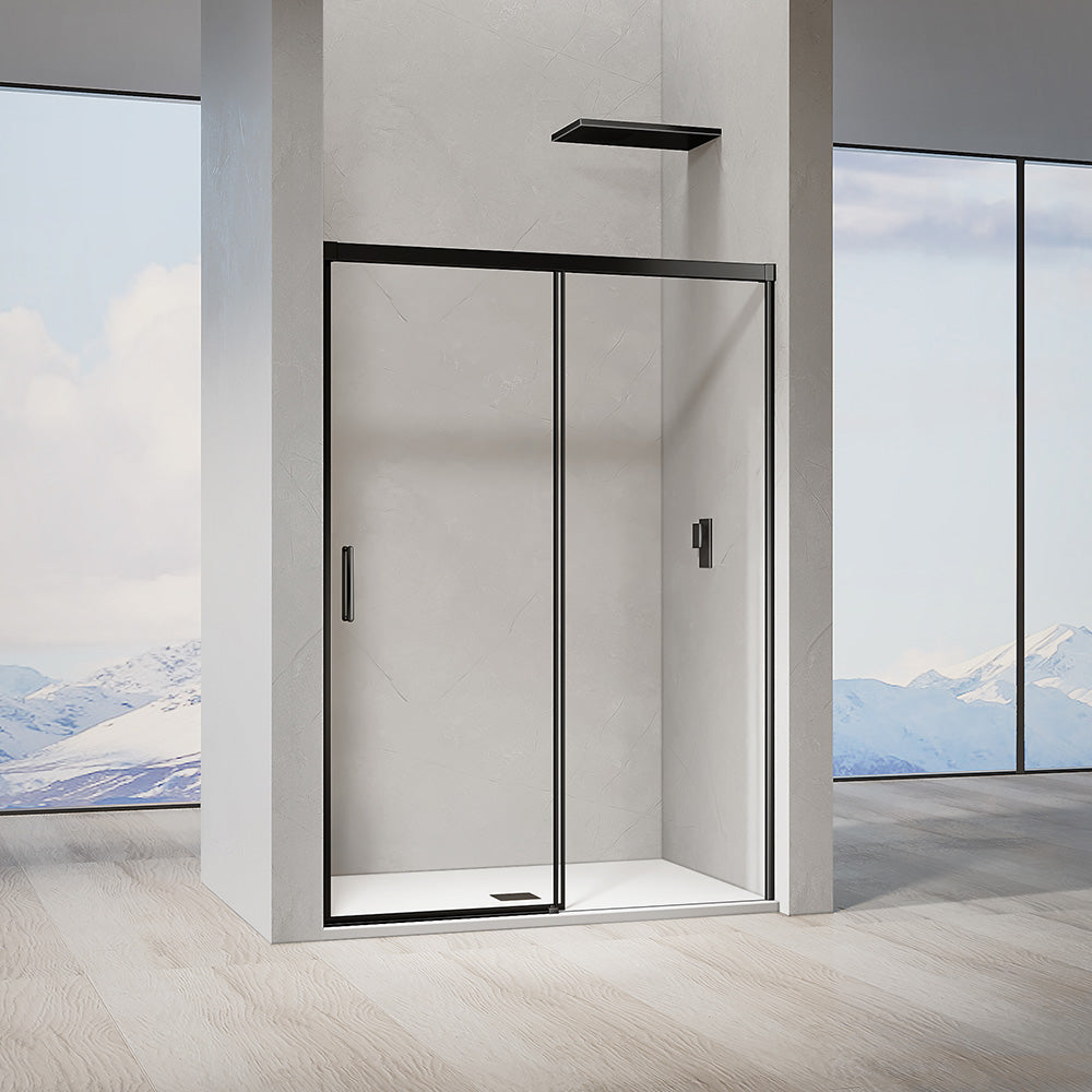 Porte de douche pour installation en niche ouverture coulissante à amortisseurs