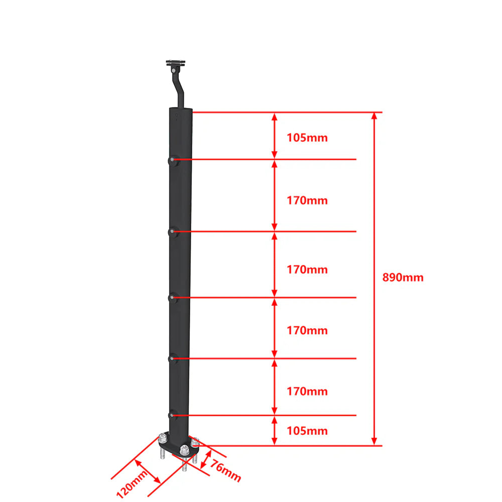 Kit garde-corps en aluminium prêt à poser de 1ml avec 5 barreaux fixation à plat