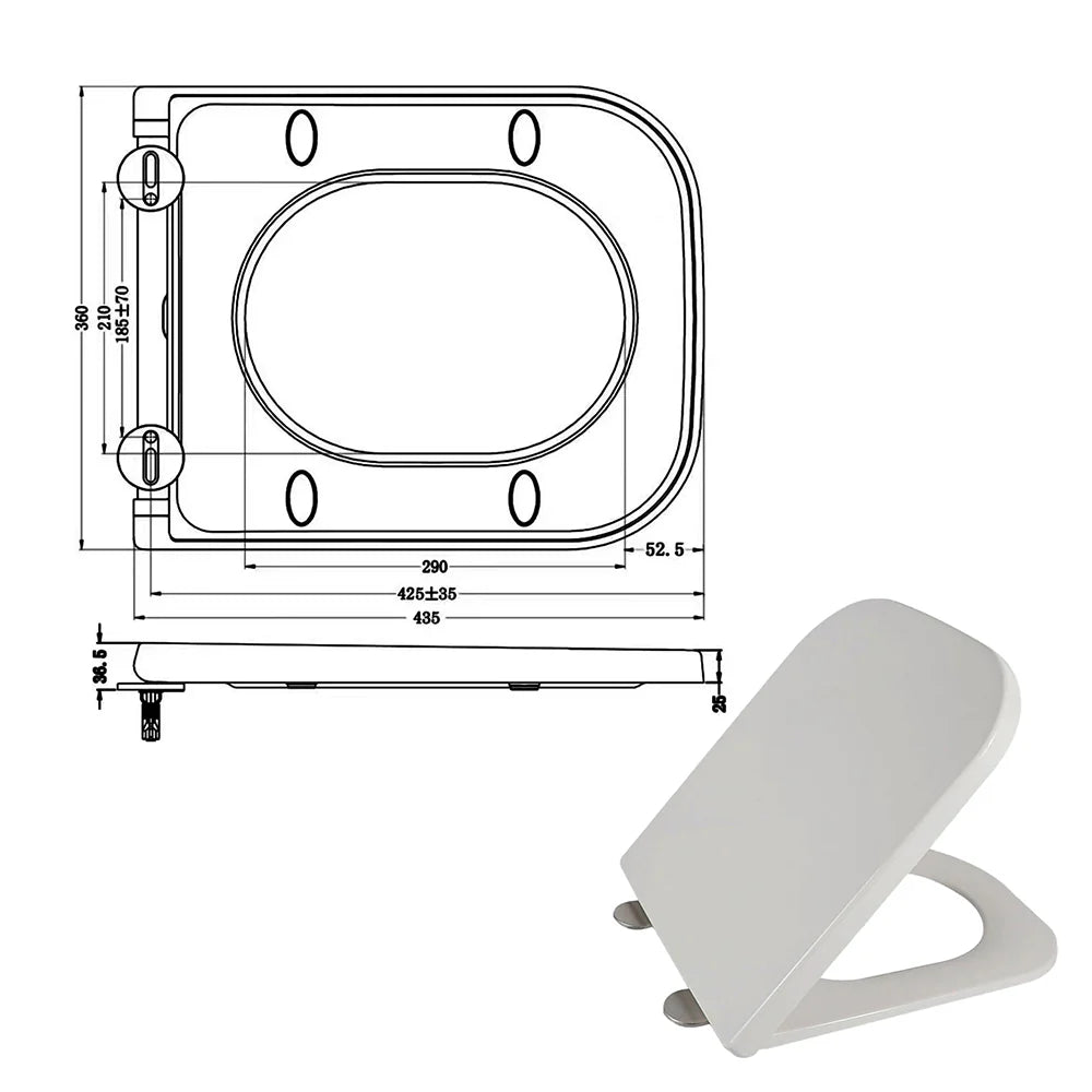 WC suspendue sans bride avec abattant à fermeture amortie en céramique blanc forme carrée