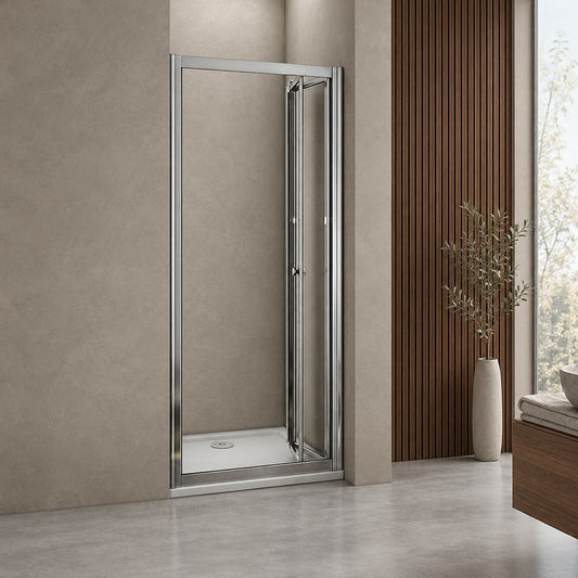 Porte de douche pliante pour niche – en situation dans une salle de bain