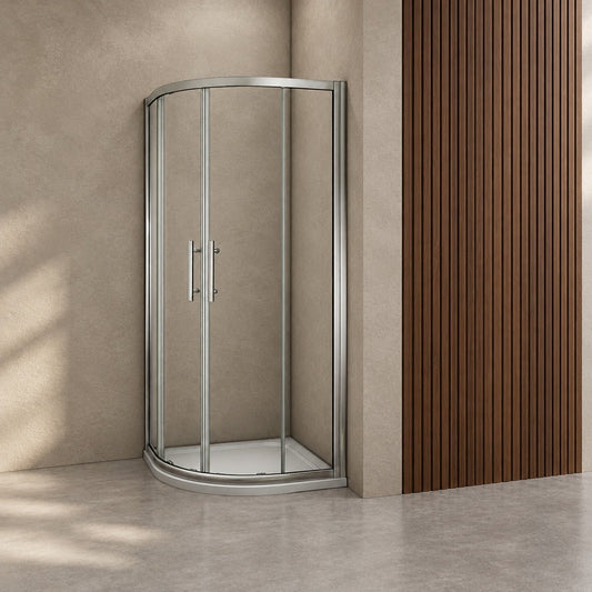 Cabine de douche coulissante quart de cercle – en situation dans une salle de bain