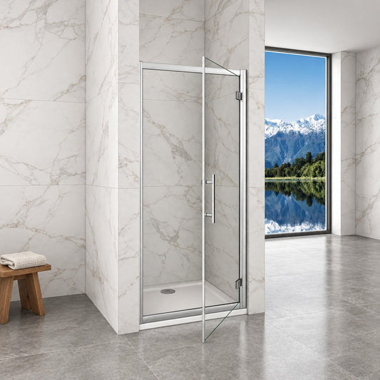 Porte de douche pivotante – en situation dans une salle de bain