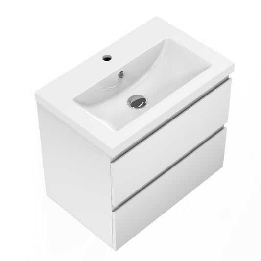 Meuble sous-vasque suspendu 50 cm avec vasque en résine – vue produit et dimensions
