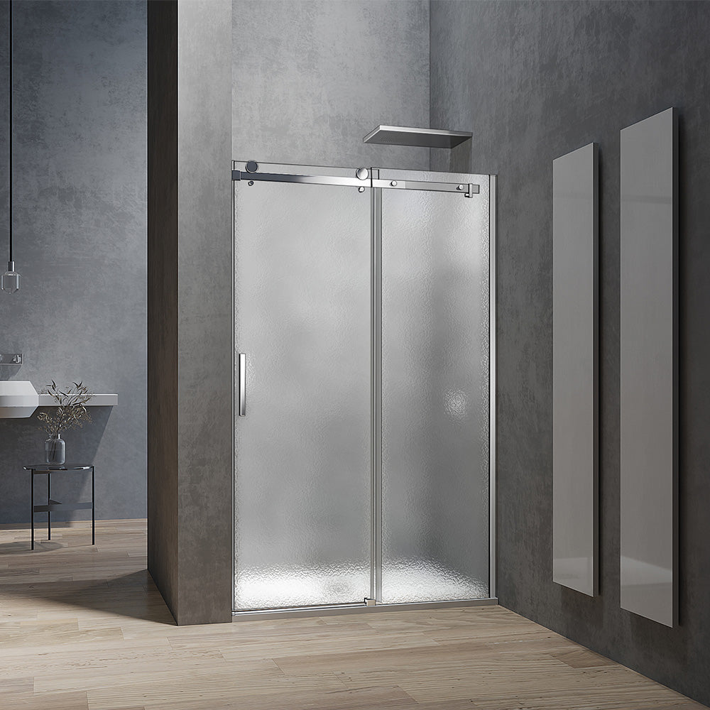 Porte de douche coulissante en verre 8mm transparent ou dépoli hauteur 195cm/200cm