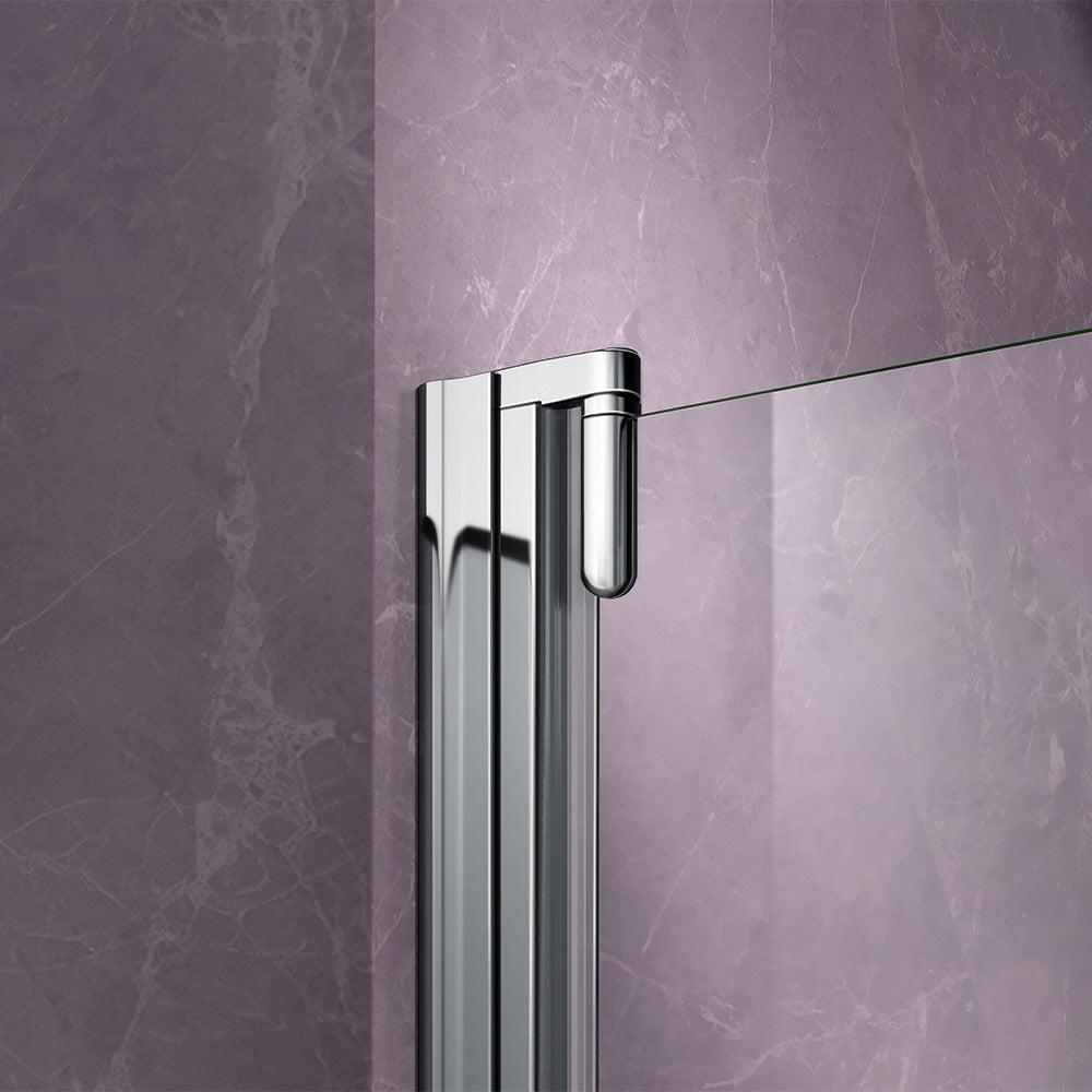 Pare-baignoire en verre transparent trempé 4 mm porte pivotante Hauteur 130 cm