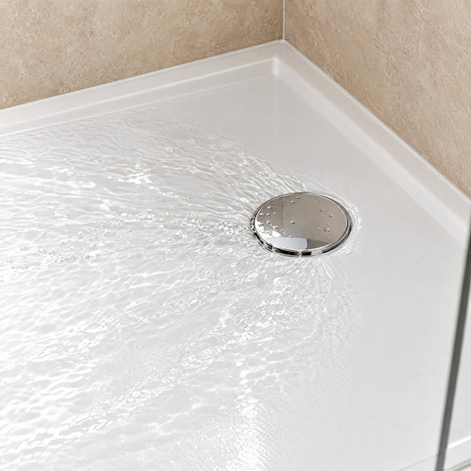 bonde de receveur avec siphon haut débit diamètre 90mm extra – mise en situation