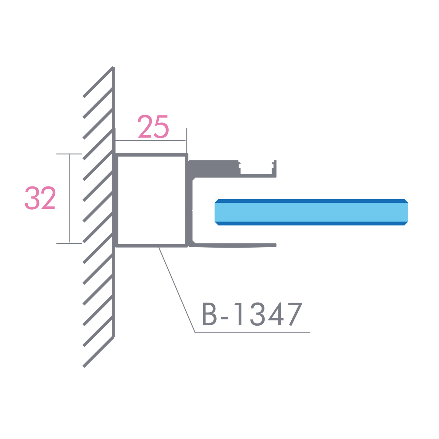 Profilé de compensation +2.5cm coté mur en aluminium pour paroi et porte de douche
