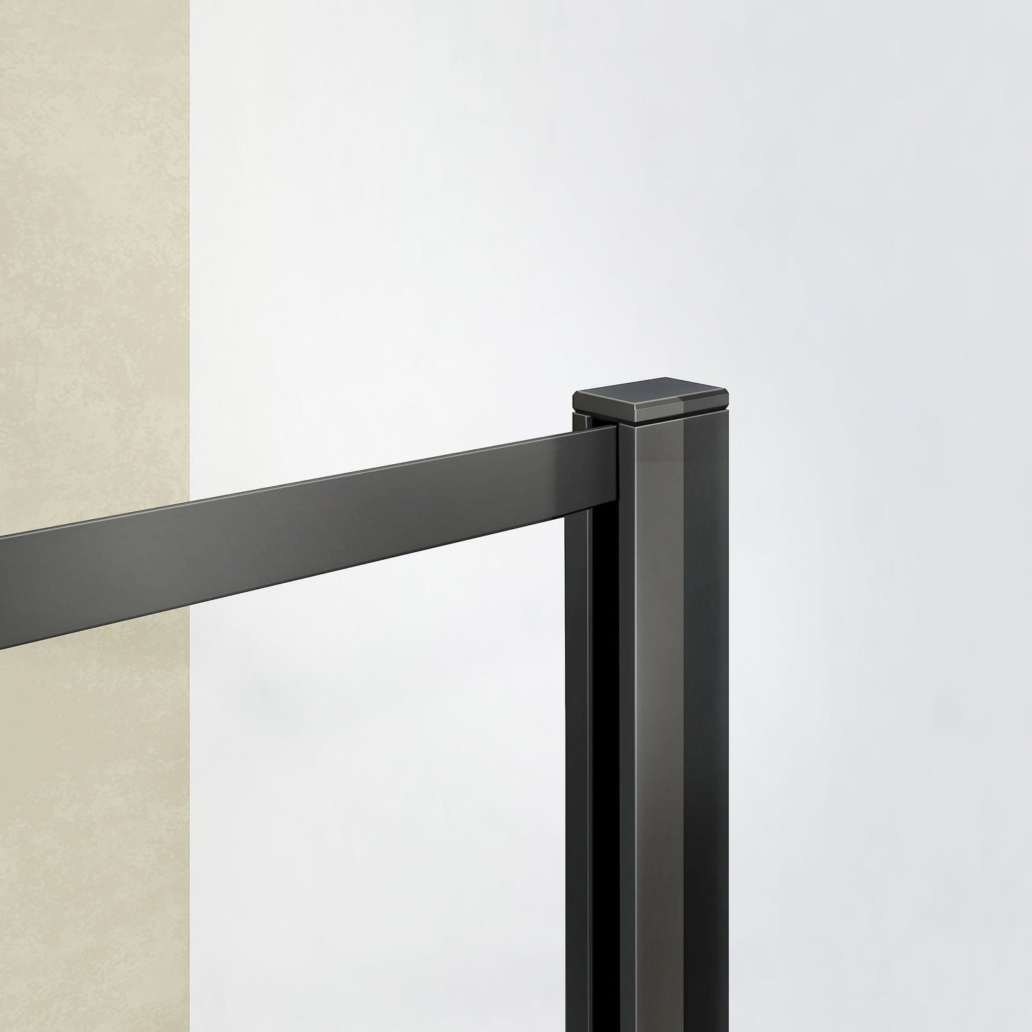 Paroi de douche sérigraphiée avec volet pivotant et barre de stabilisation extensible