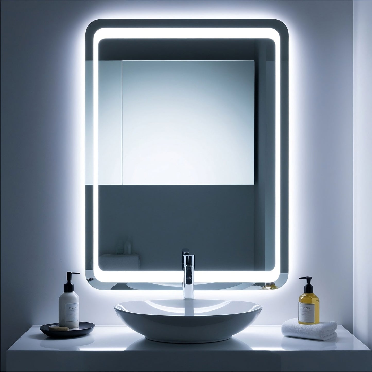 Miroir LED avec senseur de mouvement - antibuée - installation réversible