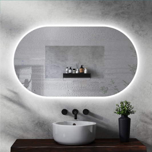 Miroir ovale avec éclairage LED à luminosité dimmable lumière 2800K-6000K pose réversible - vue 2