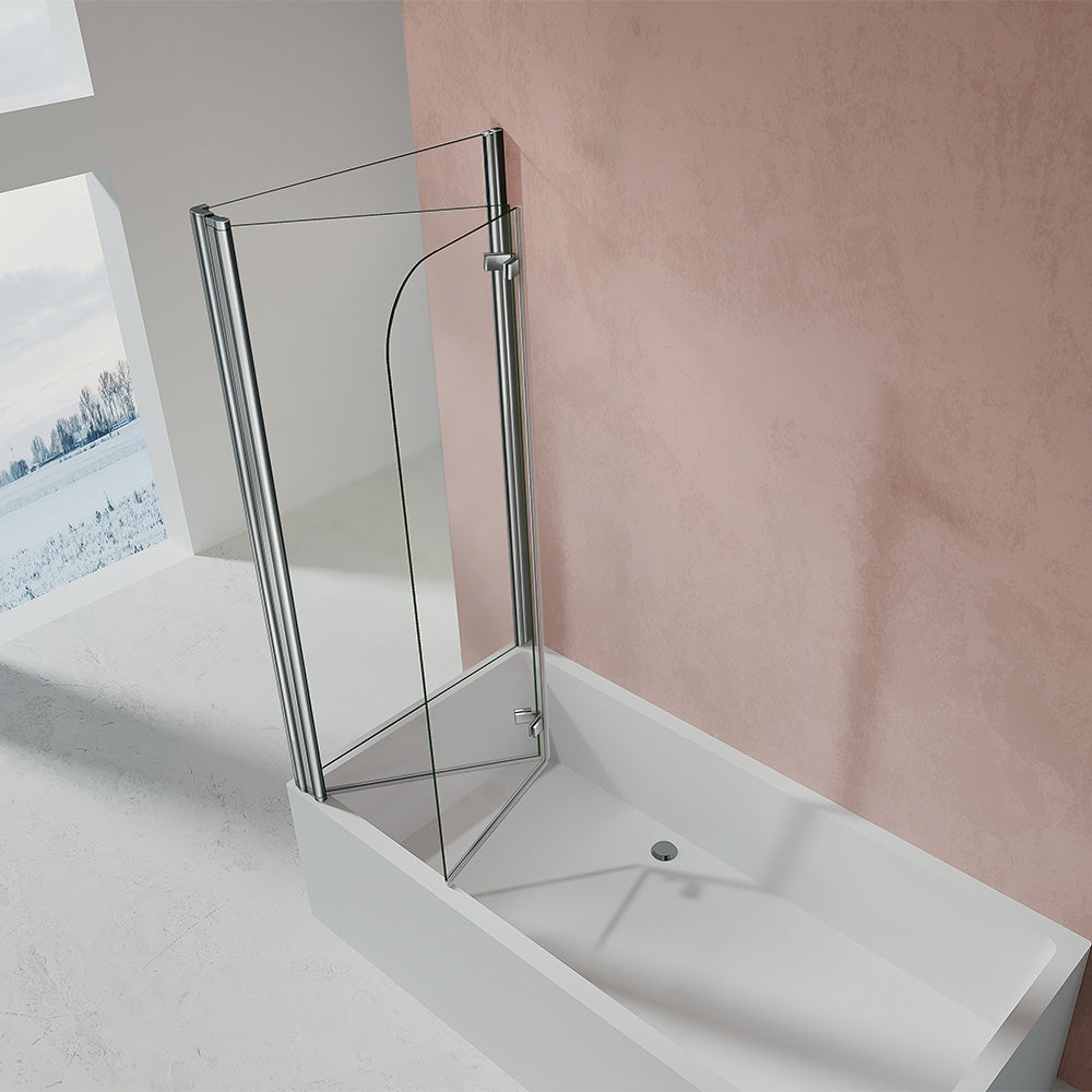 Pare-baignoire avec paroi fixe à 3 volets pivotant-pliant en verre 6mm anticalcaire