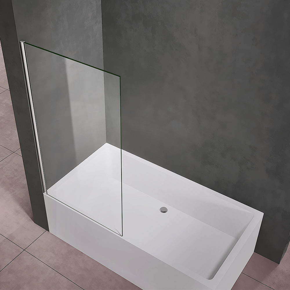 Pare baignoire fixe en vitre trempé 5 mm transparent anticalcaire Hauteur 130 cm