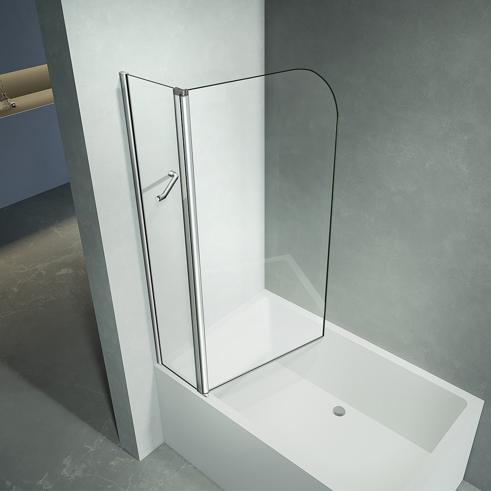 Pare-baignoire securit avec volet pivotant et barre de renfort en verre 5mm