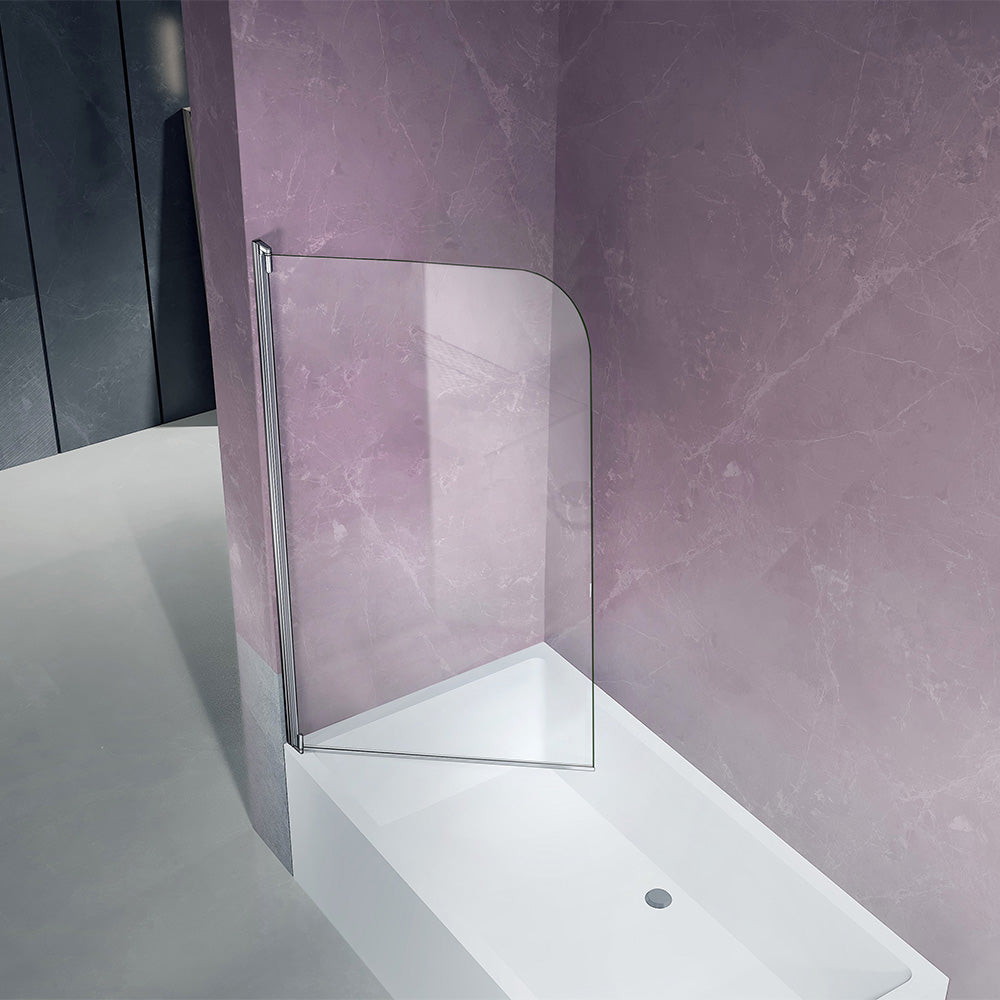 Pare-baignoire en verre transparent trempé 4 mm porte pivotante Hauteur 130 cm