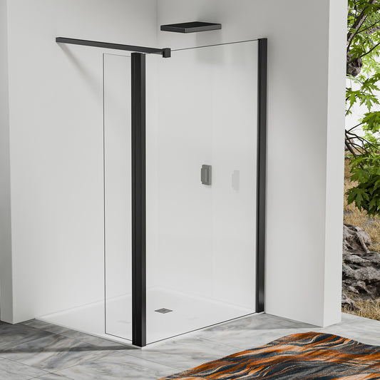 Paroi de douche à l’italienne avec déflecteur – Barre de fixation recoupable 140 cm – Finitions aluminium - vue 2