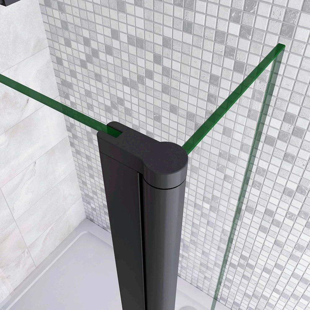 Paroi de douche sérigraphiée avec volet pivotant et barre de stabilisation extensible