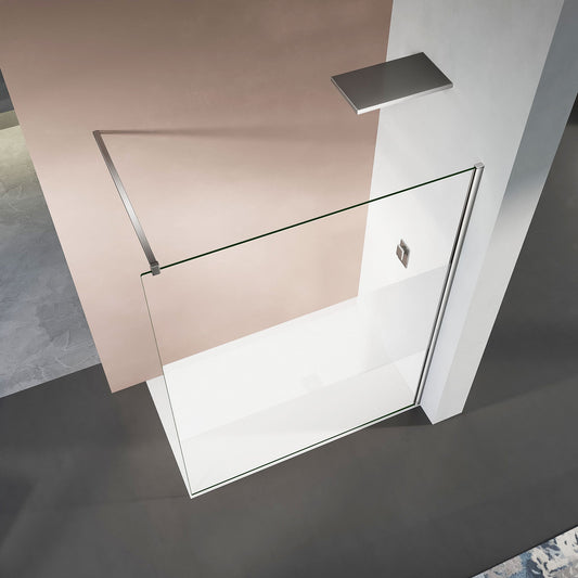 Paroi de douche avec bande sablée centrale et accessoires alu chromé - vue 2