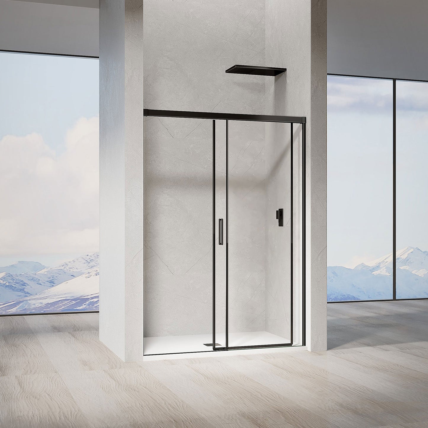 Porte de douche pour installation en niche ouverture coulissante à amortisseurs