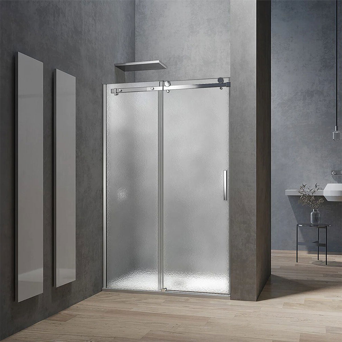 Porte de douche coulissante en verre 8mm transparent ou dépoli hauteur 195cm/200cm