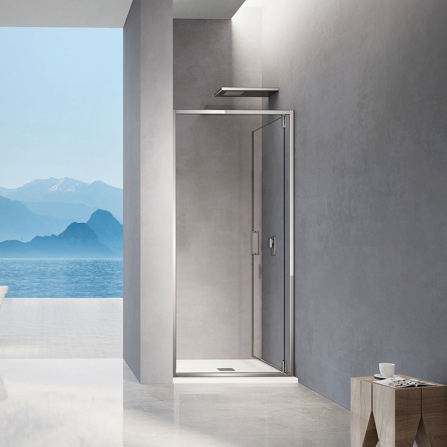 Porte de douche pivotante en 6mm transparent hauteur 185-195 cm - Ouverture 180°