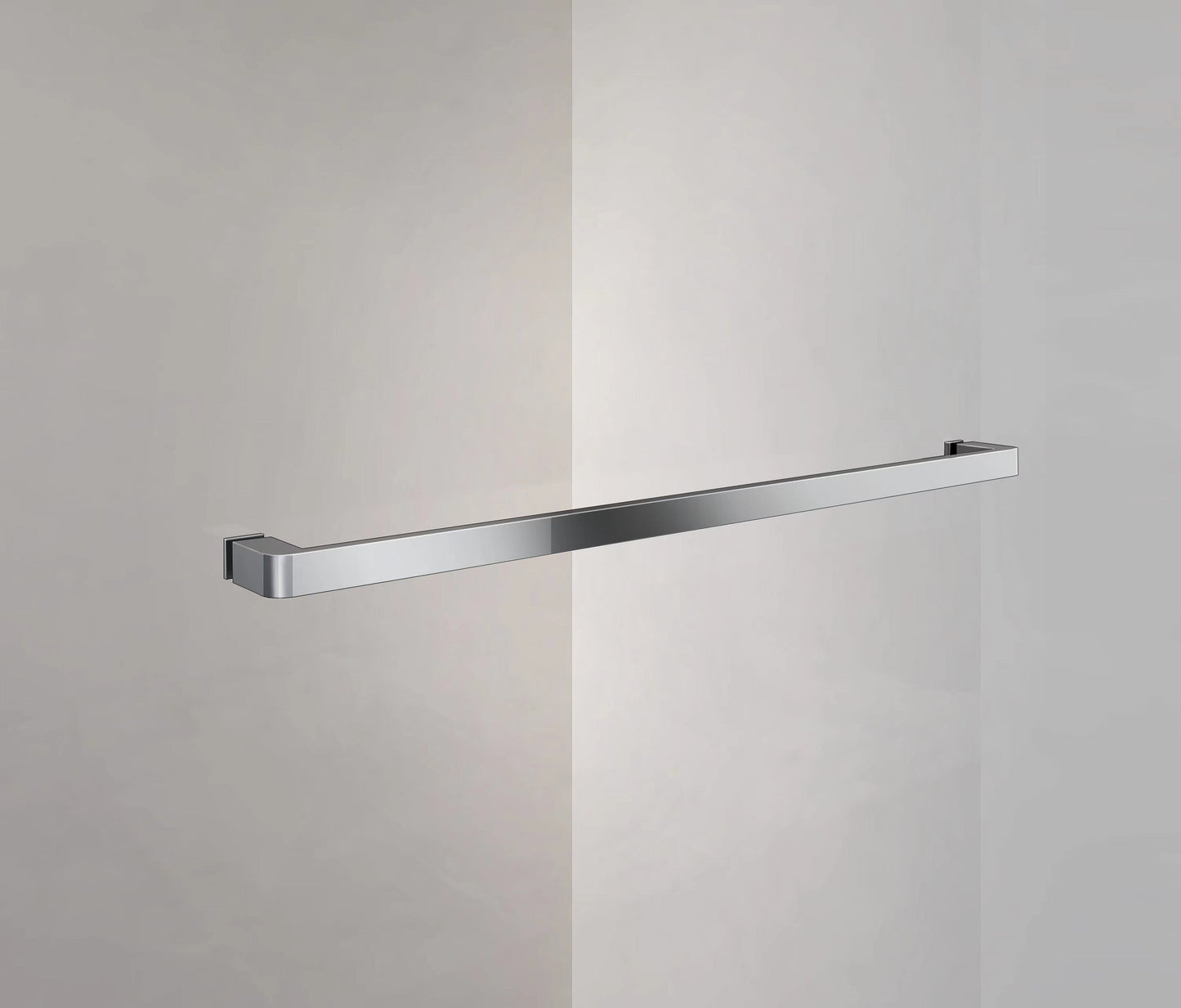 Paroi de douche avec porte-serviette et barre de fixation en aluminium chromé
