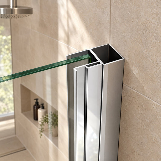 Profilé de compensation +2.5cm coté mur en aluminium pour paroi et porte – mise en situation