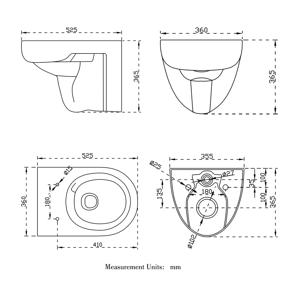 WC suspendue sans bride avec abattant ultra fin à fermeture SOFT CLOSE