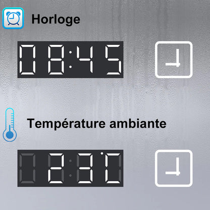 horloge digitale intégrée au miroir salle de bain avec haut-parleurs bluetooth