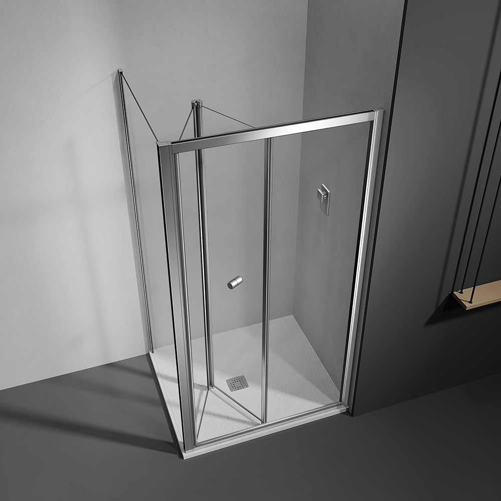 Porte de douche pliante en verre securit 4mm anticalcaire hauteur 185 cm