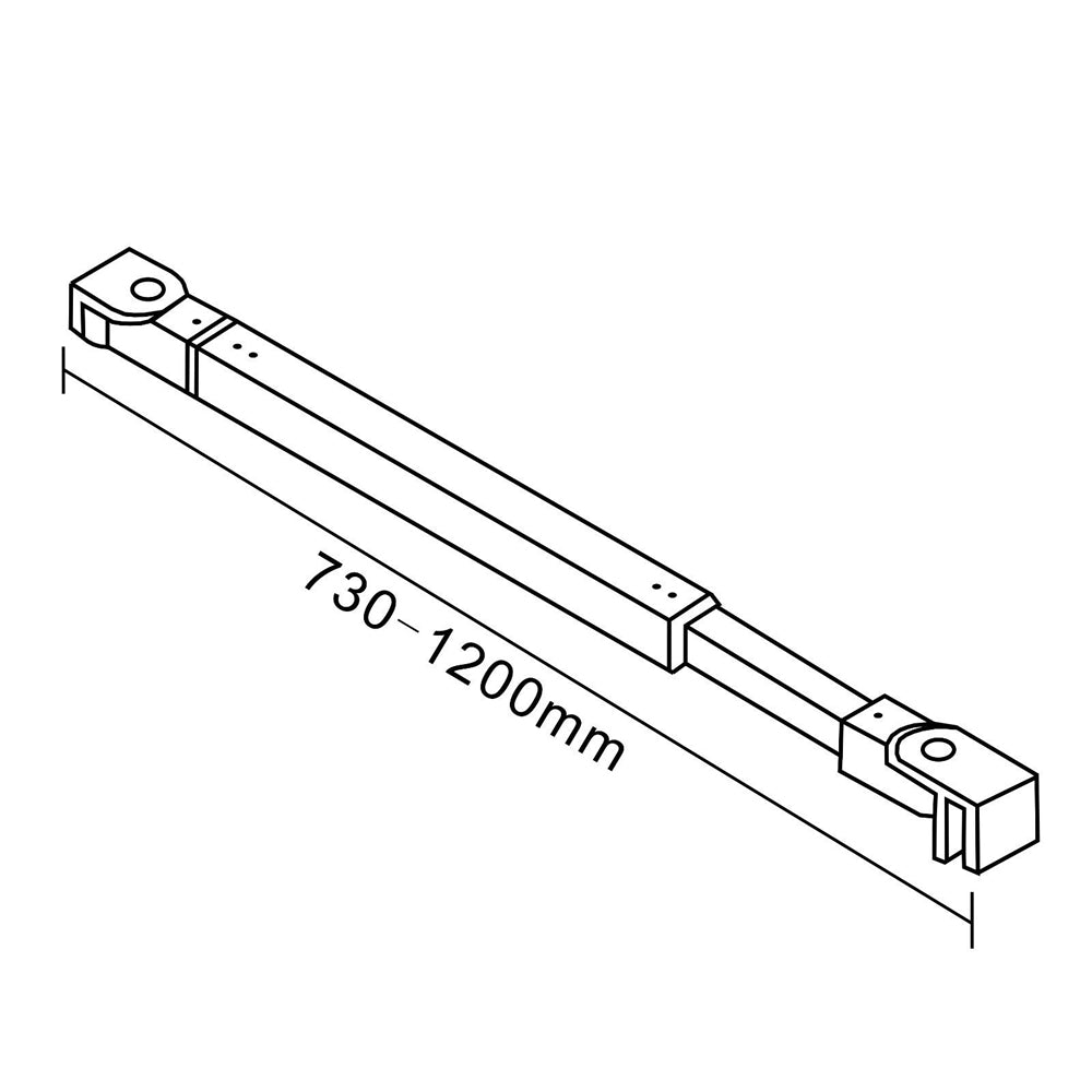 Barre de stabilisation extensible 73-120 cm pour vitre 6 mm et 8mm en aluminium