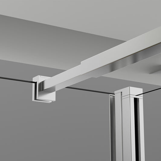 Paroi de douche avec volet pivotant – Barre de fixation réglable 73–120 cm – Finitions aluminium chromé - vue 2