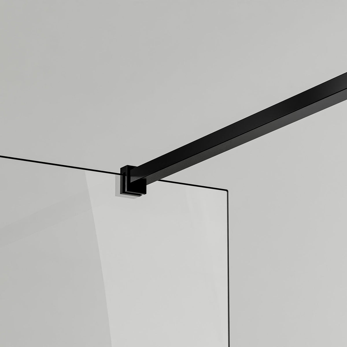 Paroi à l'italienne en verre ondulé 8mm avec profilé et barre 140cm en aluminium noir mat