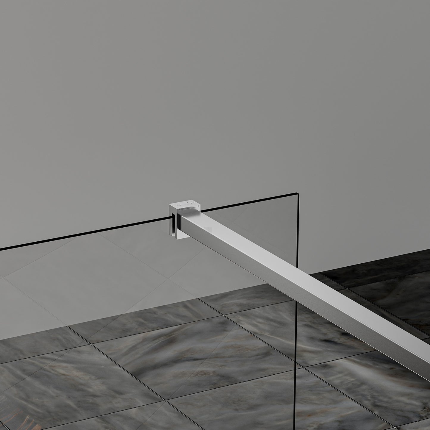 Paroi de douche à l’italienne avec déflecteur – Barre de fixation recoupable 140 cm – Finitions aluminium chromé brillant